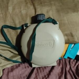 Coleman Tan Round Canteen with Green Strap